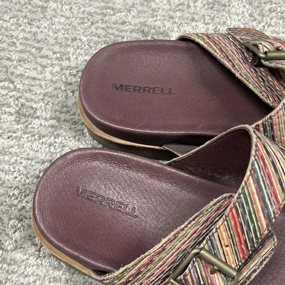 Merrell Juno Sandals Womens 10 Striped Toe Loop Summer Beach Comfort Slip On